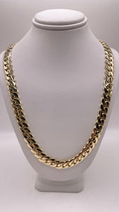 9mm Solid Miami Cuban Link Chain In 10 KT Yellow Gold