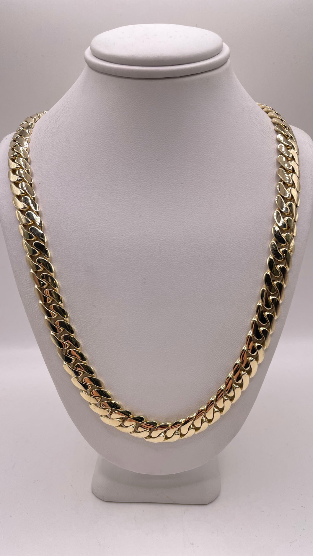 9mm Solid Miami Cuban Link Chain In 10 KT Yellow Gold