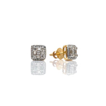 Load image into Gallery viewer, 0.18 CT. Natural Diamond Square Shape Stud Earrings In 10 KT Yellow Gold