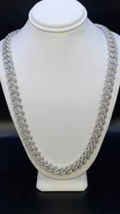 10.3mm CZ Zig-Zag Cuban Link Chain/Bracelet In Silver