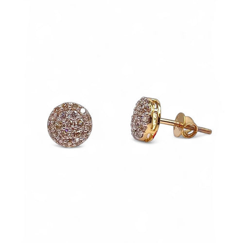 0.60 CT. Natural Diamond Round Shape Stud Earrings In 10 KT Yellow Gold