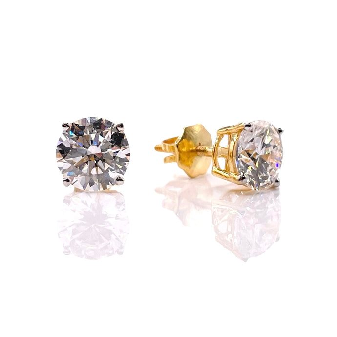 2.11 CT. Solitaire Lab Grown Diamond Stud Earrings In 14 KT Yellow Gold