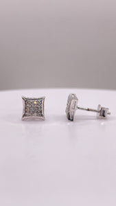 0.11 CT. Natural Diamond Square Shape Stud Earrings In 10 KT White Gold