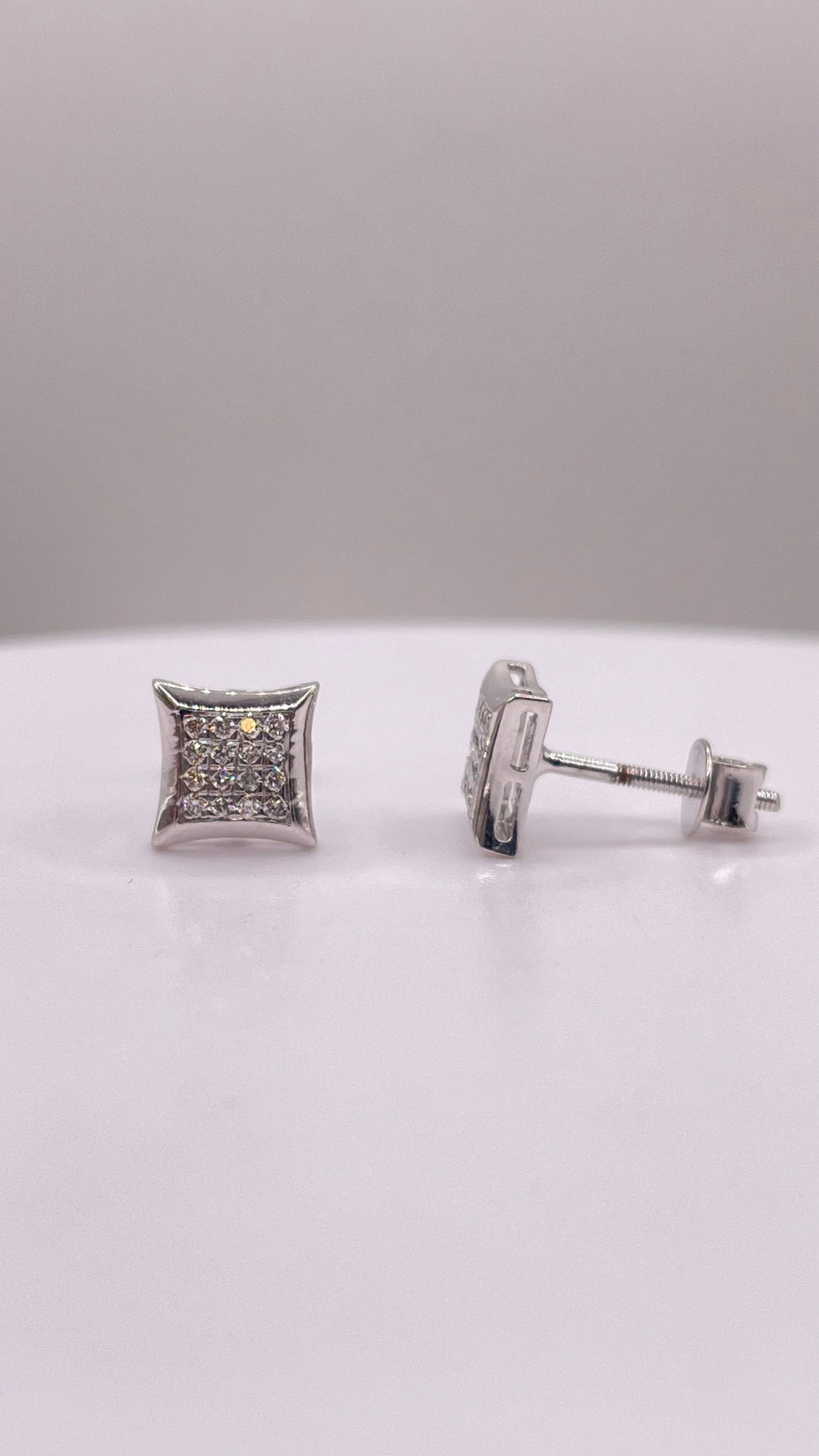 0.11 CT. Natural Diamond Square Shape Stud Earrings In 10 KT White Gold