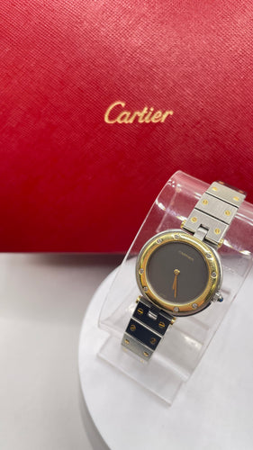Women’s Two Tone Cartier Santos Watch With Grey Dial