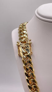 13mm Solid Miami Cuban Link Chain In 10 KT Yellow Gold