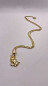 Prayer Hands Pendent & Franco Chain Combo In 10 KT Yellow Gold