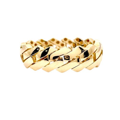 Flexible Zig-Zag Cuban Link Ring In 10 KT Yellow Gold