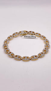 3.5 CT. Natural Diamond Gucci Link Bracelet In 10 KT Yellow Gold