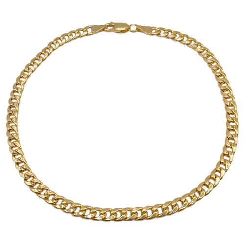 4.0mm Cuban Link Anklet In 10 KT Yellow Gold