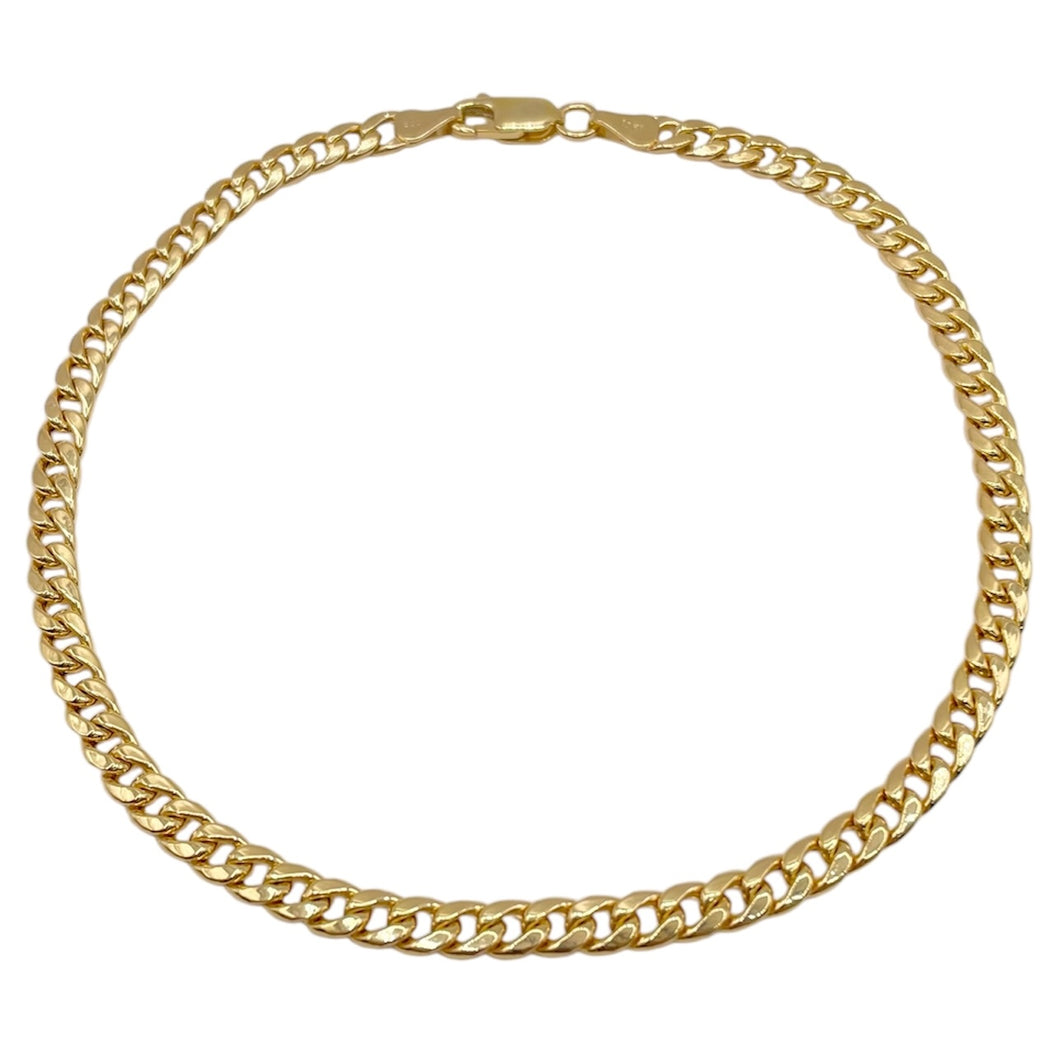 4.0mm Cuban Link Anklet In 10 KT Yellow Gold