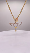 Load image into Gallery viewer, 0.46 CT. Natural Diamond Angel Heart Key Pendent In 10 KT Yellow Gold