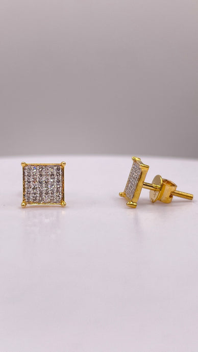 0.20 CT. Natural Diamond Square Shape Stud Earrings In 10 KT Yellow Gold