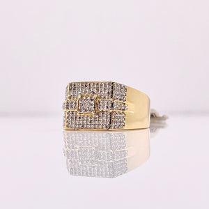0.62 CT. Natural Diamond Square Shape Men’s Ring In 10 KT Yellow Gold