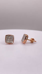 0.19 CT. Natural Diamond Square Shape Stud Earrings In 10 KT Rose Gold