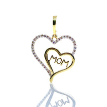 Load image into Gallery viewer, 0.28 CT. T.D.W Natural Diamond Double Heart Mom Pendant In 10 KT Yellow Gold