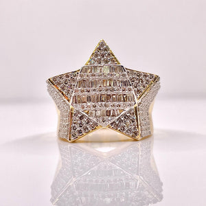Approx 1.85 CT. Natural Diamond Star Shape Ring In 10 KT Yellow Gold