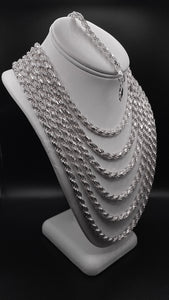 5mm Solid Rope Chain/Bracelet In Silver