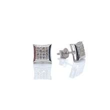 Load image into Gallery viewer, 0.12 CT. Natural Diamond Square Shape Stud Earrings In 10 KT White Gold