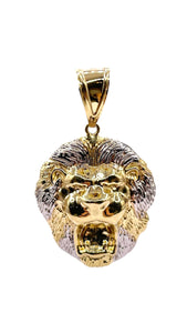 Two-Tone Lion Pendent In 10 KT Yellow Gold