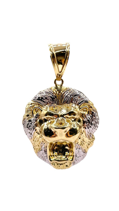 Two-Tone Lion Pendent In 10 KT Yellow Gold