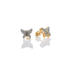 Load image into Gallery viewer, 0.15 CT. Natural Diamond Butterfly Stud Earrings In 10 KT Yellow Gold