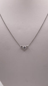 Beautiful 0.25 CT. Three-Stone Natural Diamond Necklace In 18 KT White Gold