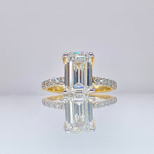Load image into Gallery viewer, 4.05 CT. T.D.W Emerald Cut Lab Grown Diamond Engagement Ring In 18 KT Yellow Gold