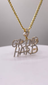 0.78 CT. Natural Diamond Grind Hard 24/7 365 Pendent In 10 KT Yellow Gold