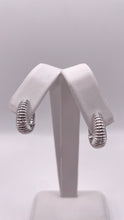 Load image into Gallery viewer, Silver Hoop Earrings With CZ