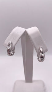 Silver Hoop Earrings With CZ