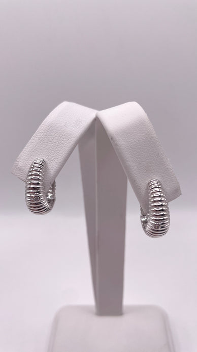Silver Hoop Earrings With CZ