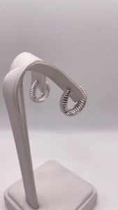 Silver Hoop Earrings With CZ