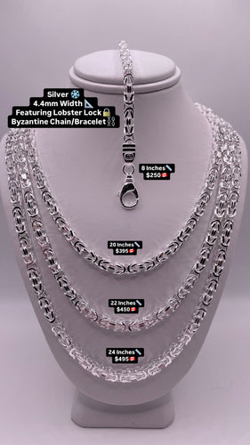 4mm Byzantine Link Silver Chain/Bracelet