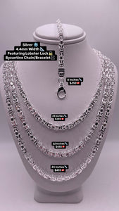 4mm Byzantine Link Silver Chain/Bracelet