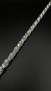 5mm Solid Rope Chain/Bracelet In Silver