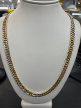 Load image into Gallery viewer, 5mm Two-Tone Diamond Cut Double Curb Link In 10 KT Yellow &amp; White Gold
