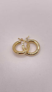 Stunning 10 KT Yellow Gold Diamond Cut Hoop Earrings