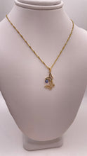 Load image into Gallery viewer, Butterfly Necklace In 10 KT Yellow Gold With CZ &amp; Blue Eye