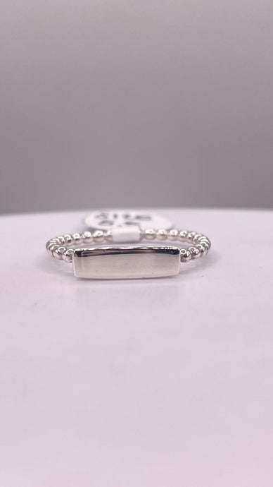 Silver Bar Ring With Ball Band