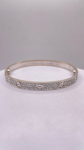 3.50 CT. Natural Diamond 18 KT White Gold Love Bangle