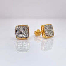 Load image into Gallery viewer, 0.14 CT. Natural Diamond Square Shape Stud Earrings In 10 KT Yellow Gold