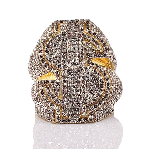 3.45 CT. Natural Diamond Dollar Sign Ring In 10 KT Yellow Gold