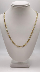 3.7mm Hollow Figaro Link Chain In 10 KT Yellow Gold