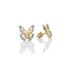 Load image into Gallery viewer, 0.20 CT. T.D.W Natural Diamond Butterfly Stud Earrings In 10 KT Yellow Gold