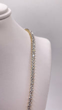 Load image into Gallery viewer, 3mm 3-Prong Illusion Setting Diamond Tennis Necklace In 10 KT Yellow &amp; White Gold