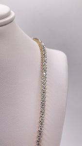 3mm 3-Prong Illusion Setting Diamond Tennis Necklace In 10 KT Yellow & White Gold