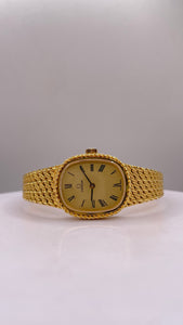 18 KT Yellow Gold Ladies Vintage Omega Watch With Roman Numeral Dial