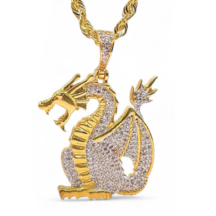 0.71 CT. Natural Diamond Dragon Pendent In 10 KT Yellow Gold