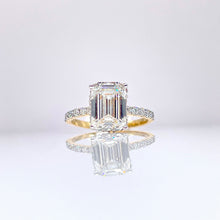 Load image into Gallery viewer, 3.51 CT. T.D.W Emerald Cut Lab Grown Diamond Engagement Ring In 14 KT Yellow Gold